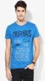 Jack & Jones Blue Printed Round Neck T Shirt men