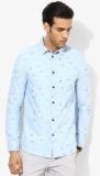 Jack & Jones Blue Printed Slim Fit Casual Shirt Men