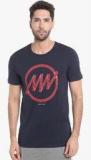 Jack & Jones Blue Printed Slim Fit Round Neck T Shirt men