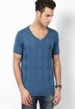 Jack & Jones Blue Printed V Neck T Shirts Men