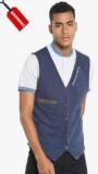 Jack & Jones Blue Solid Slim Fit Waistcoat men