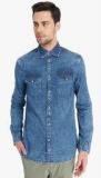 Jack & Jones Blue Washed Slim Fit Casual Shirt men