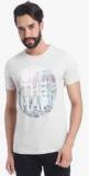 Jack & Jones Grey Printed Slim Fit Round Neck T Shirt men