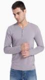 Jack & Jones Grey Solid Henley T Shirt men