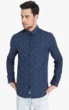 Jack & Jones Navy Blue Printed Slim Fit Casual Shirt Men