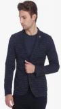 Jack & Jones Navy Blue Printed Slim Fit Jacket & Blazers Men