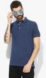 Jack & Jones Navy Blue Self Design Slim Fit Polo T Shirt Men