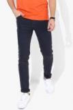 Jack & Jones Navy Blue Solid Slim Fit Chinos Men