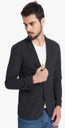 Jack & Jones Navy Blue Solid Slim Fit Jackets & Blazer Men