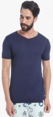 Jack & Jones Navy Blue Solid V Neck T Shirt men