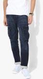 Jack & Jones Navy Blue Washed Low Rise Slim Fit Jeans Men