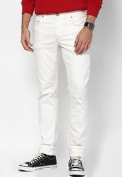 Jack & Jones Off White Solids Chinos Men