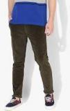 Jack & Jones Olive Solid Slim Fit Corduroy Trouser Men