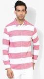 Jack & Jones Pink Striped Slim Fit Casual Shirt Men