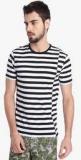 Jack & Jones White Striped Slim Fit Round Neck T Shirt men