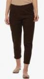 Jaipur Kurti Brown Solid Coloured Pants Women