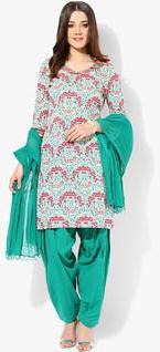 Jaipur Kurti Cotton Off White Kurti With Sea Green Patiala Salwar And Duptta women