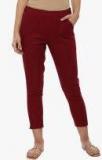 Jaipur Kurti Maroon Solid Coloured Pants Women