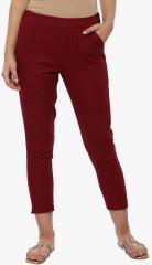 Jaipur Kurti Maroon Solid Coloured Pants women