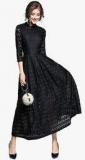 Jc Collection Black Self Pattern Maxi Dress Women