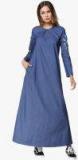 Jc Collection Blue Coloured Self Design Maxi Dress Women