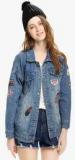 Jc Collection Blue Printed Winter Jacket Women