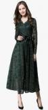 Jc Collection Green Coloured Embroidered Maxi Dress Women