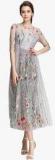 Jc Collection Grey Coloured Embroidered Maxi Dress Women