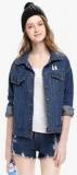 Jc Collection Navy Blue Printed Winter Jacket Women