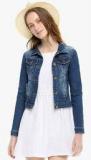 Jc Collection Navy Blue Washed Winter Jacket Women