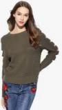 Jc Collection Olive Self Design Sweater Women