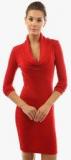 Jc Collection Red Coloured Solid Bodycon Dress Women