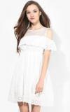 Jc Collection White Colored Embroidered Skater Dress Women