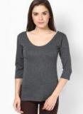 Jockey Charcoal Melange Thermal 3/4Th Sleeve Top Women