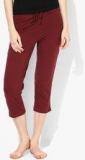 Jockey Maroon Solid Loungewear Capri women