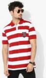 Jockey Red & White Striped Polo T Shirt Men