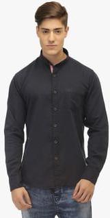 Jogur Navy Blue Solid Regular Fit Casual Shirt men