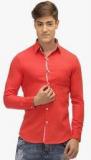 Jogur Red Solid Regular Fit Casual Shirt men