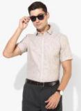 John Miller Beige Self Design Slim Fit Formal Shirt Men