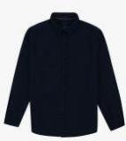 John Miller Navy Blue Slim Fit Solid Casual Shirt Men