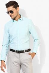 John Miller Sea Green Checked Slim Fit Formal Shirt men