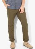 John Players Brown Solid Low Rise Slim Fit Chinos men