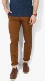 John Players Brown Solid Slim Fit Chinos men