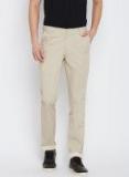 John Players Men Beige Slim Fit Casual Trousers