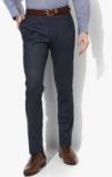 John Players Navy Blue Self Design Slim Fit Formal Trouser men