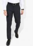 John Players Navy Blue Textured Regular Fit Formal Trouser men