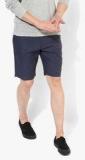 John Players Navy Blue Washed Slim Fit Shorts Men