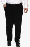 John Pride Black Solid Slim Fit Corduroy Trouser men