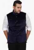 John Pride Blue Solid Ethnic Jacket men