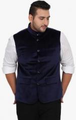 John Pride Blue Solid Ethnic Jacket men